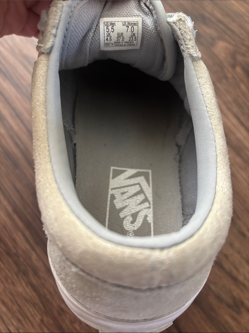 Vans Old Skool Stacked Platform Sneakers Light Sage Gray Suede Checkerboard W7 M - Picture 7 of 10